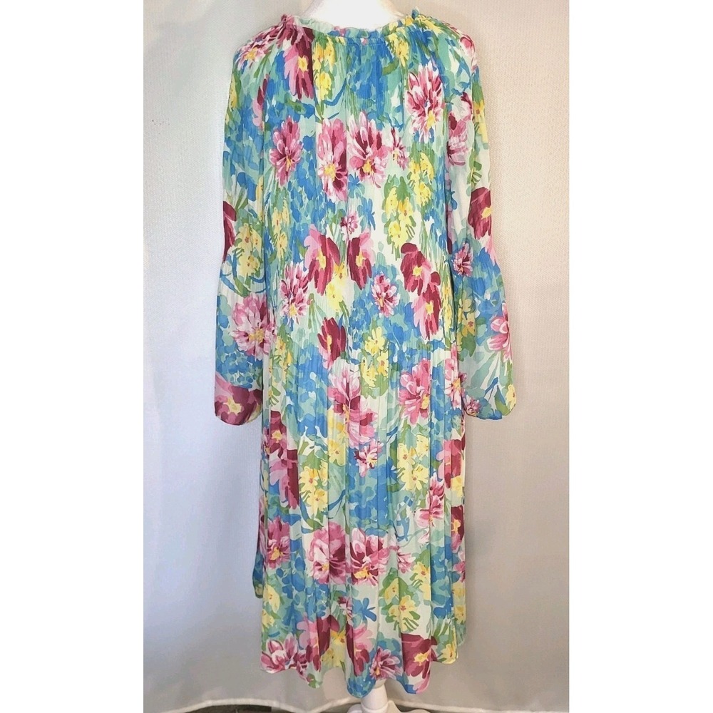 Ninety Clothing Co Women's Chiffon Lined Accordian Pleat Bell Sleeve Dress 2X - Picture 3 of 9